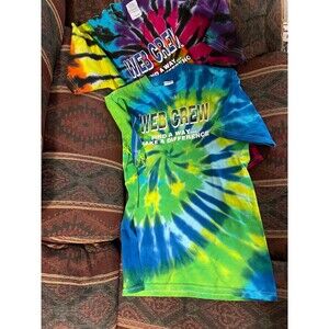 2 Tie Dye Tshirts - Web Crew Volunteer Shirts -  Adult Medium M CLEAN VGC